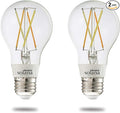 Bulbrite Solana 2-Pack A19 WiFi Connected Edison Filament LED Smart Light Bulb, Clear
