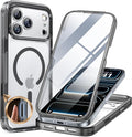 Miracase for iPhone 17 Pro Max Case 6.9" Full-Body Phone Case with Built-in Glass Screen Protector& Full Camera Protector,[Magnetic with MagSafe] Drop Proof 17 ProMax Cover, Clear Black