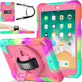 BMOUO Case for iPad 6th/5th Generation Case (9.7 inch, 2018/2017), 360°Rotating Stand, Hand/Shoulder Strap Shockproof iPad 9.7” Case for iPad Air 2, Rose