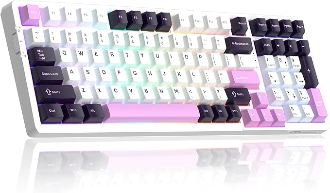 MageGee LIGHT100 Wired Creamy Keyboard,96% Gasket Hot Swappable Gaming Mechanical Keyboards with 6-Layer Sound Dampening, RGB Backlit for Win/Mac/PC,PBT Keycaps, Purple
