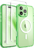 CAPRARO Magnetic Compatible with iPhone 16 Pro Case, Upgraded [Full Camera Protection] [Compatible with MagSafe] Protective Translucent Matte Women Girl Phone Case Cover, Clear Green