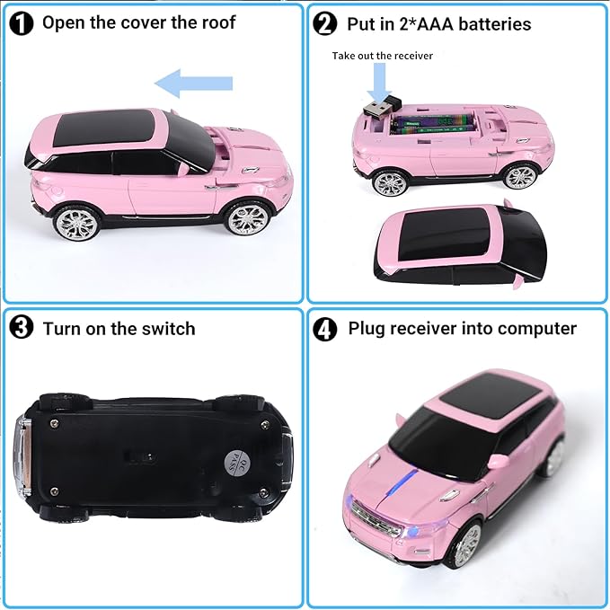 elec Space Wireless Mouse Car Computer Mouse for PC Laptop (Milk Tea Pink)