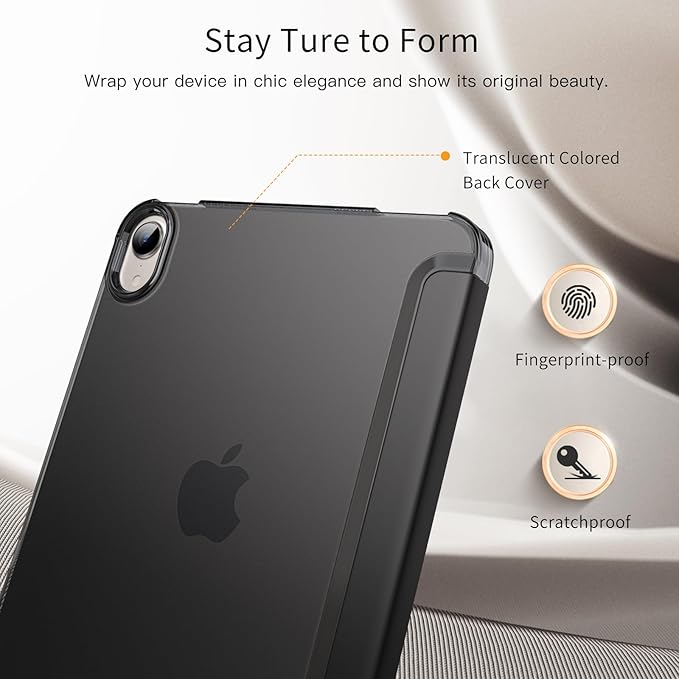 MoKo for iPad mini 7 (A17 Pro) Generation Case 2024, iPad mini 6 Case 2021, 8.3-inch Slim Lightweight Protective Hard Back PC Shell Stand Cover Support Touch ID, Auto Wake/Sleep, Black