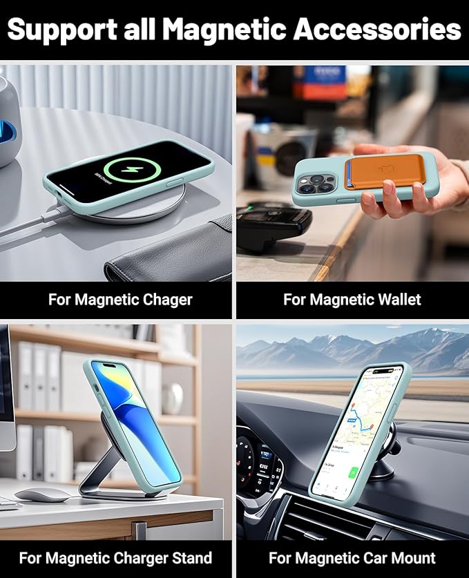 OTOFLY for iPhone 15 Pro Case [Compatible with MagSafe] Full-Body Silicone Shockproof Slim Thin Phone Case for iPhone 15 Pro 6.1 inch (Mint Green)