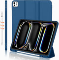 iMieet Case for iPad Pro 11 Inch (M5) 2025 /(M4) 2024 5th Gen, Trifold Stand Smart Cover with Pencil Holder and Soft TPU Back, Auto Wake/Sleep (Navy Blue)