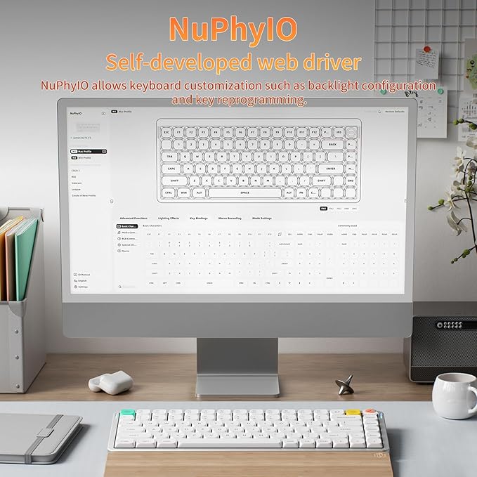 nuphy Air75 V3 Hot Swappable Wireless Mechanical Keyboard, 84 Keys 75% Custom Low Profile Keyboard with Knob, RGB Backlit, Gasket Mounted, Support Bluetooth/2.4GHz/USB-C,White-Red Nano