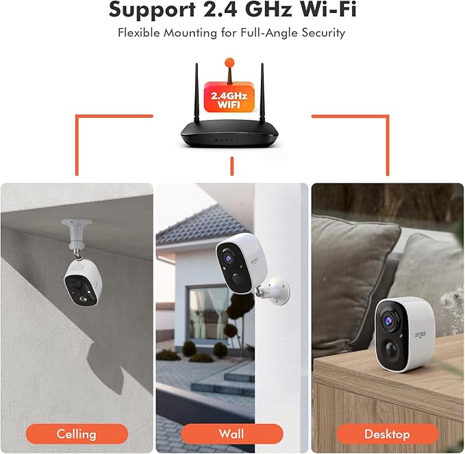 Dzees Outdoor Camera Wireless, 2K Battery Powered WiFi Surveillance Camera for Home Security System with Siren Alarm & Spotlight, Motion Detection, Color Night Vision, IP65 Waterproof Cloud/SD-2-Pack