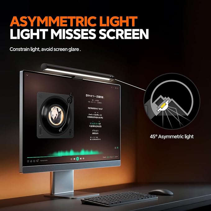 LYMAX Monitor Light Bar, Eye-Care USB Computer Lamp Dimmable Screen Light Bar, Fit for All Monitor with Wireless Controller, Backlight, No Screen Glare, Space Saving for Home Office Gaming Desk Light