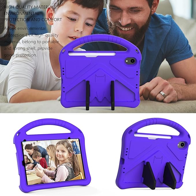 Kids Case for Apple iPad mini 7 2024/ iPad mini 6 2021 8.3", EVA Durable Shockproof Handle Kickstand Lightweight Kids Friendly Cover Case with Shoulder Strap, Purple