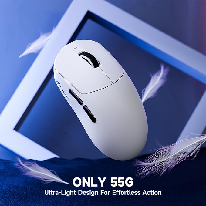 ATTACK SHARK X8 PRO 8K Wireless Gaming Mouse,PAW 3395PRO Sensor,40K DPI,Tri-Mode,55g Ultra-Light,Broadcom 52840 MCU Chip,Programmable Mice with Coiled Cable for PC/MAC/Win-White