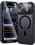 toushion 3 in 1 for iPhone 17 Pro Case Matte Black,Fits MagSafe, Screen Protector*1 Camera Lens Protector*1,Matte Skin Feeling Back, Cover Military-Grade Protection
