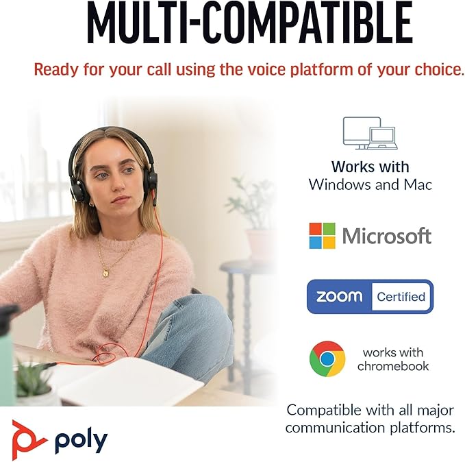 Poly Blackwire 8225 Premium Wired Headset (Plantronics) – Active Noise Canceling – Hi-fi Stereo - Connect to PC/Mac - Works w/Teams, Zoom - Amazon Exclusive