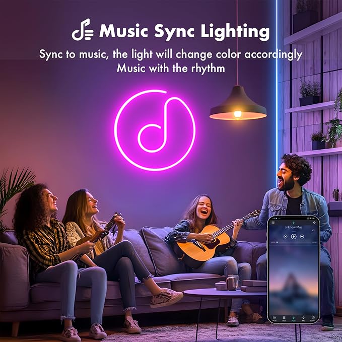 SILFU Neon Rope Lights, 40FT RGB LED Strip Lights, Waterproof IP67 LED Lights for Bedroom, DIY Design, Music Sync, 44 Key Remote Control, Multiple Modes for Bedroom, Holiday Decoration