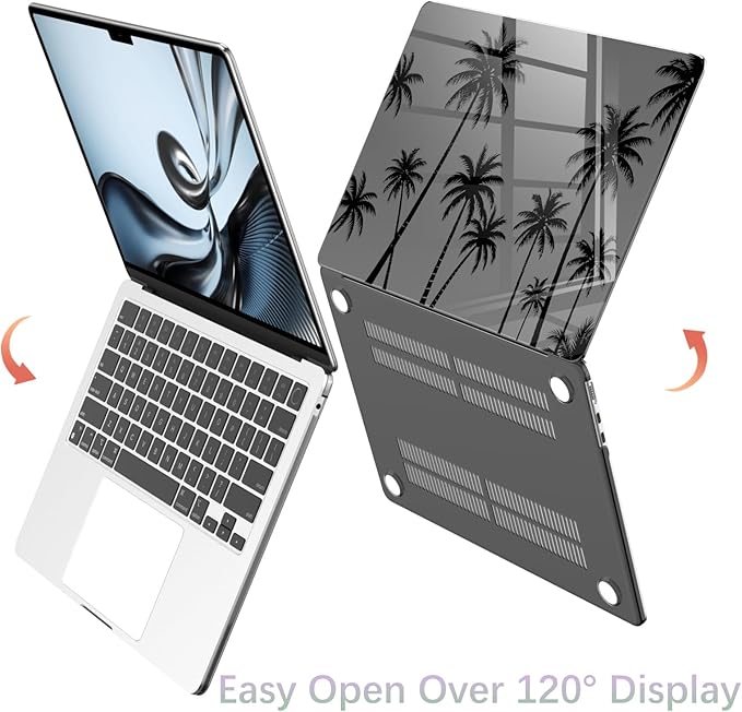 Compatible with MacBook Pro 13 inch Case M2 2025, 2024-2016 A2338 M1 A2251 A2289 A2159 A1989 A1708 A1706, Black Palm Tree Protective Hard Shell Clear Black Cover for Mac Pro 13