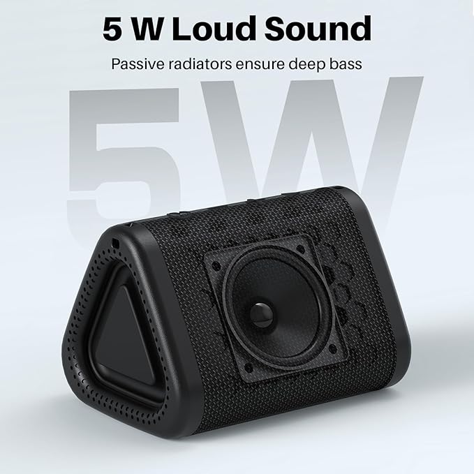 Bobtot Portable Bluetooth Speaker Wireless, IPX7 Small Shower Speaker Waterproof, 15H Playing Time, Loud and Stereo Sound with Bass, TWS Pairing for Party, Camping, Travel, Black