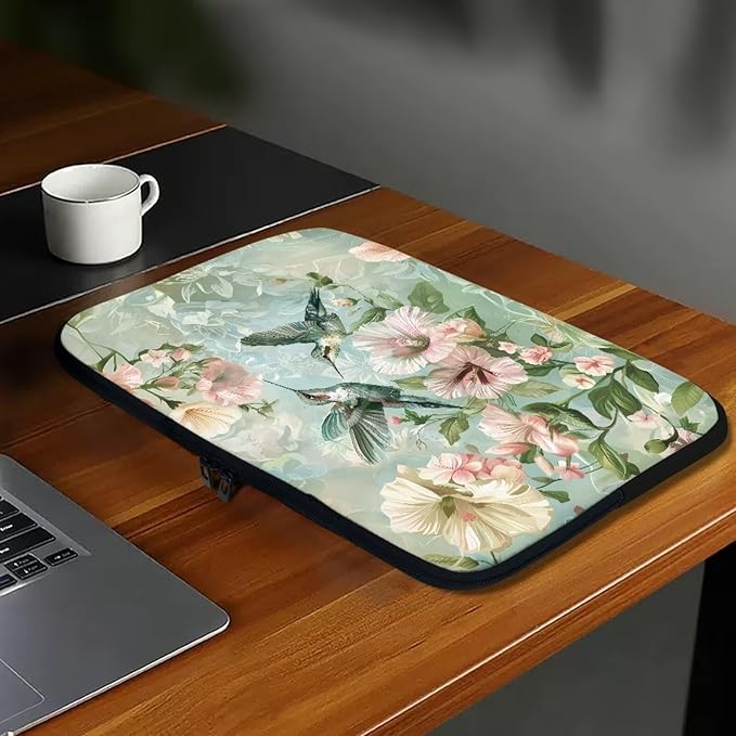 Hummingbird Flower Computer Sleeve for Women Laptop Sleeve 15 inch Neoprene Lap Top Case with Padded Compartment Computer Carrying Case Laptop Sleeve Bag, 240703BZ1403013
