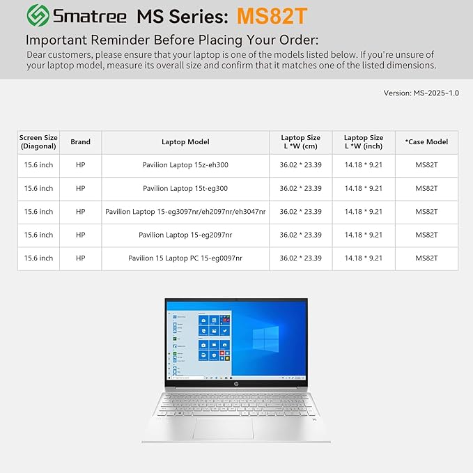 Smatree MS82T Hard EVA Protective Sleeve with Stand Compatible for 15.6 inch HP Pavilion Laptop 15t-eg300, for HP Pavilion 15, for Pavilion Laptop - 15z-eh300 Waterproof Sleeve, Green
