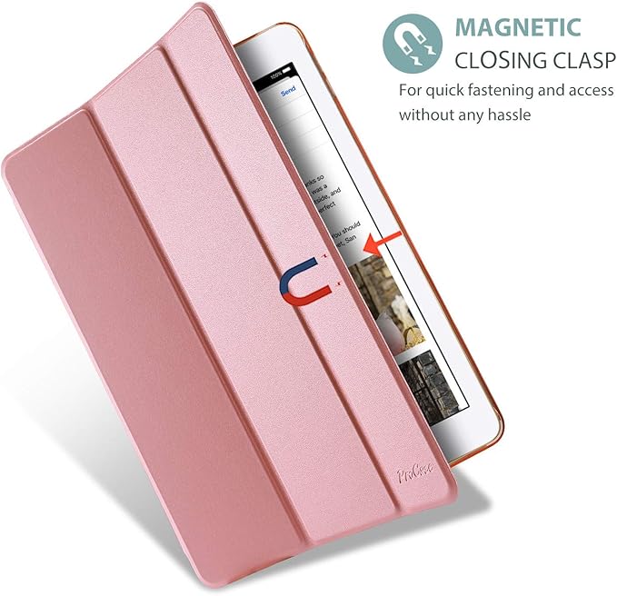 ProCase Smart Case for iPad 9.7 Inch iPad 6th/5th Generation 2018 2017(Model: A1893 A1954 A1822 A1823), Ultra Slim Lightweight Stand Cover with Translucent Frosted Back -Pink