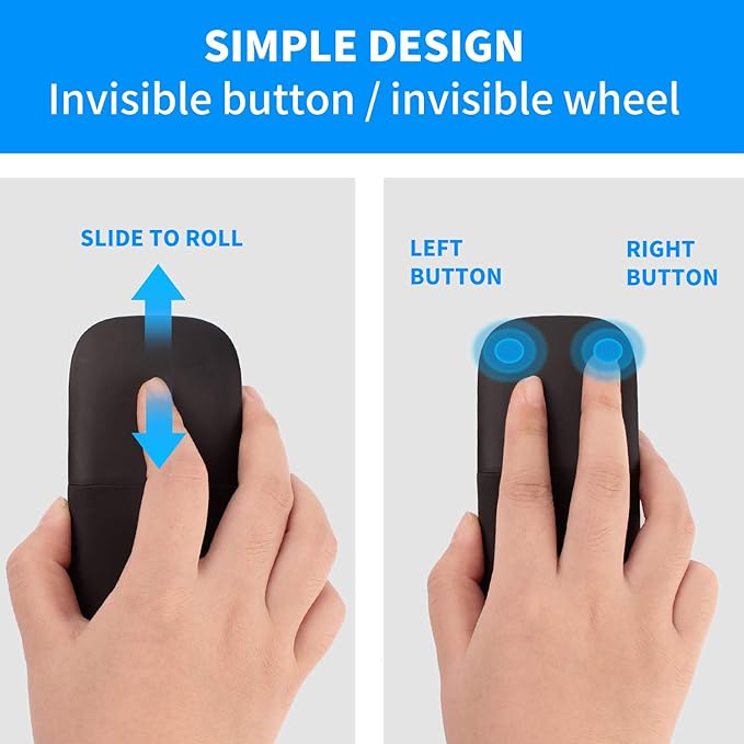 Wireless Foldable Mouse Folding Touch Mice (2.4G Wireless with USB Receiver)-Black