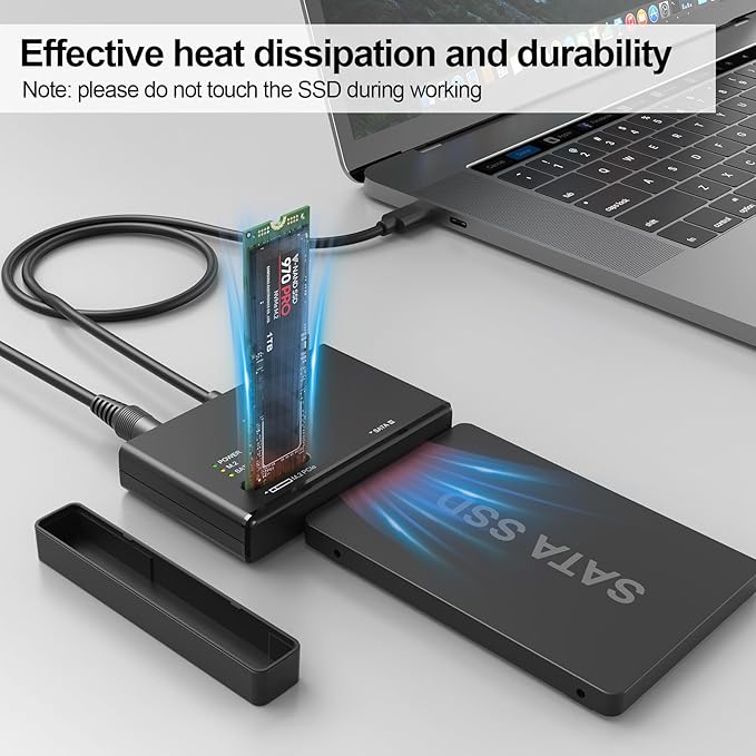 Unitek M.2 NVMe SSD Enclosure Adapter – 10 Gbps Hard Drive Reader Tool Free Pcie NVMe Adapter External USB 3.2 M2 SATA Case Converter Supports M Key Any Sizes M.2 2.5" /3.5" SATA Solid State Drive