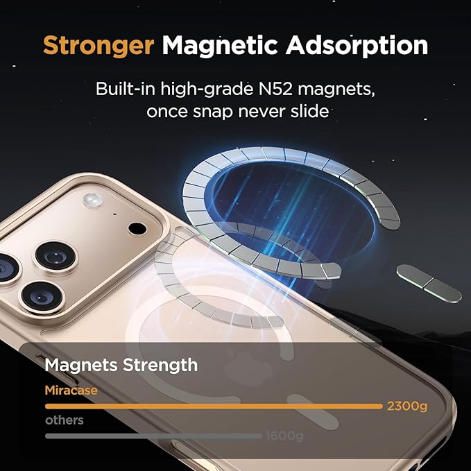 Miracase for iPhone 17 Pro Max Case with Screen Protector [Compatible with MagSafe] Slim Thin Phone Case Military-Grade Protected for 17 ProMax Cover Bumper 6.9", Khaki Gold