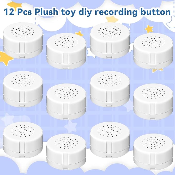 12 Pcs Voice Recorder for Stuffed Animal, Sound Recorder Music Recordable Sound Module Recording Device Record Custom Message for Plush Toy Doll Stuffed Bear Pillow, Battery Included (60 Second)