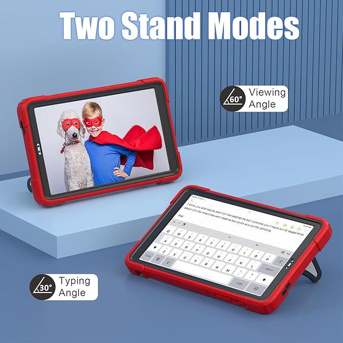 AKABEILA Compatible with Samsung Galaxy Tab A7 Lite 8.7 inch T225/T220(2021) Tablet Case，Lightweight Shockproof Rugged Protective Cover with Kickstand for Kids Children Boys Babies Red Black