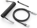 GUNMJO Pro Custom Coiled USB C Cable for Gaming Keyboard, Double-Sleeved Mechanical Keyboard Cable with Slim Type Detachable Metal Aviator, 1.5M USB-C to USB-A, Classic Black Color