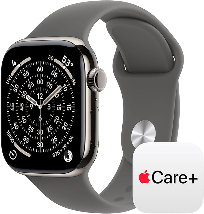 Apple Watch Series 11 [GPS + Cellular 42mm] Smartwatch with Natural Titanium Case with Stone Grey Sport Band - S/M. Sleep Score, Fitness Tracker, Health Monitoring with AppleCare+ (2 Years)