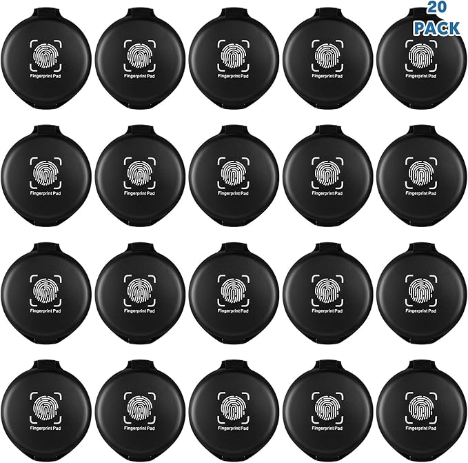 20PCS Fingerprint Thumbprint Ink Pad Mini Black Stamp Ink Pads for Notary Supplies Identification Security Home Office Use