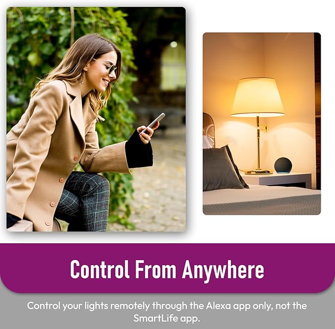 Alexa Light Bulbs, Smart Light Bulbs RGBCW Color Changing, A19 E26 Bluetooth Light Bulb Directly Compatible with Alexa/Smart Life, No WiFi Required, 9W 800LM 60W Equivalent, 6 Pack