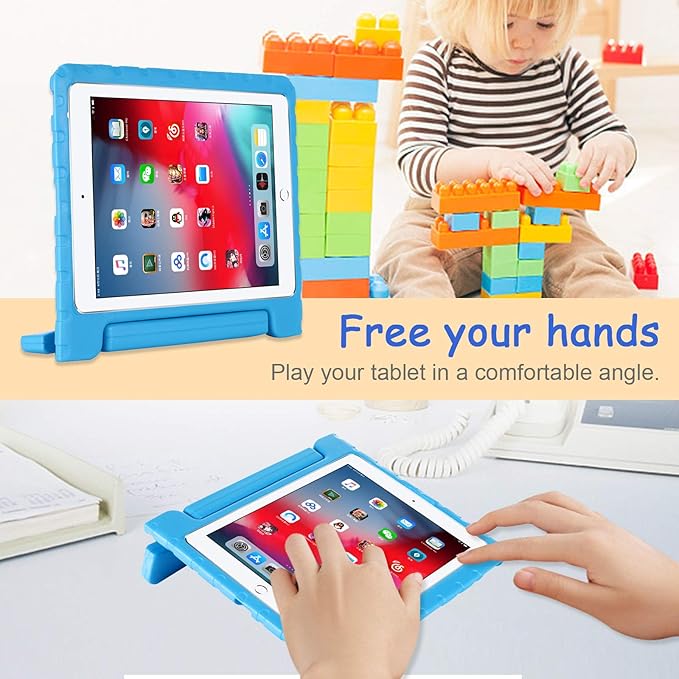 Kids Case for iPad Pro 11" 2022/2021/2020 (4th/3rd/2nd Gen), Techcircle [Support Pencil Charging] Handle Stand Lightweight EVA Foam Bumper Protective Rugged Drop Protection Child Proof Cover, Blue