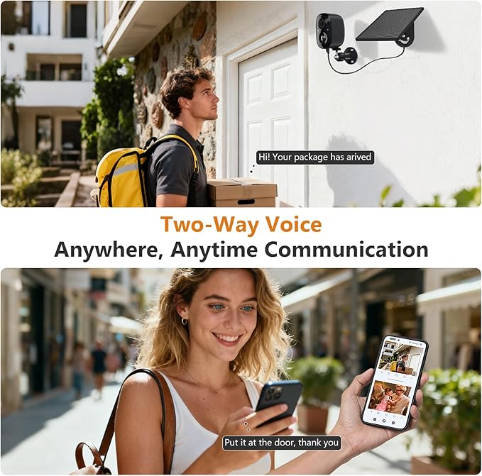 2K FHD Security Camera Wireless OutdoorCamera for Home Security, Instant Alert, AI Human Detection, Color Night Vision,2-Way Talk,SD/Cloud Storage,Solar/Battery Powered,Spotlight,Siren Alarm,2.4G WIFI
