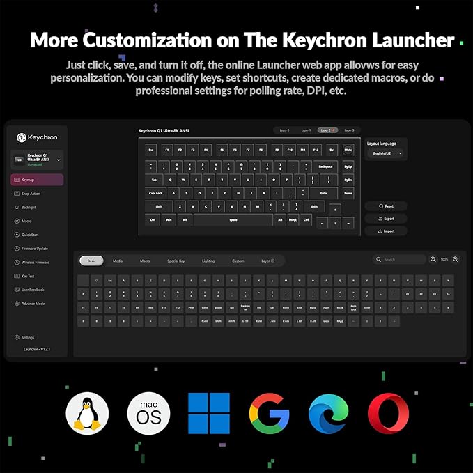 Keychron Q1 Ultra 8K 75% Wireless Mechanical Keyboard, Aluminum Hot-Swappable RGB, Red Switch, 82 Keys, 600h Battery Life, 2.4GHz/Bluetooth/Wired, ZMK Programmable, Mac Windows Linux – White