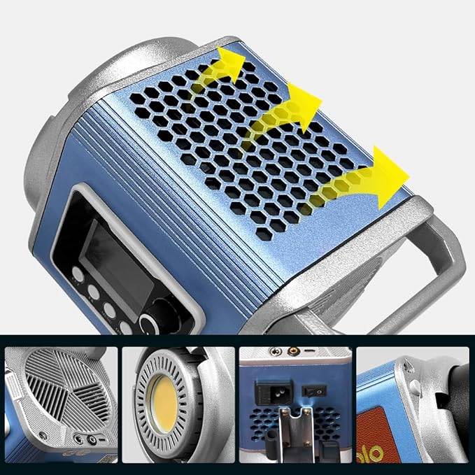 LED Spotlight Super Bright 200w2700 K6500K DMX/Custom Effects/Light Group Bowen Mount COB Light for Photography/Videography/YouTube/TikTok Content Creation Live Streaming (Gray)