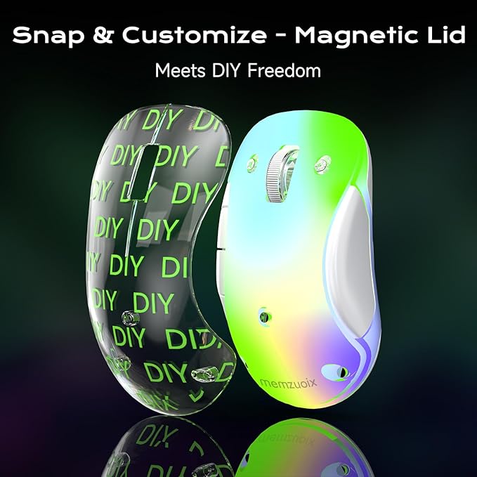 memzuoix 2.4G LED Wireless Mouse, Rechargeable Ergonomic Mouse with Detachable Cover, 1400 DPI Portable Optical Computer Mouse with USB Receiver for Laptop, PC, Desktop and MacBook, 5 Buttons-Green
