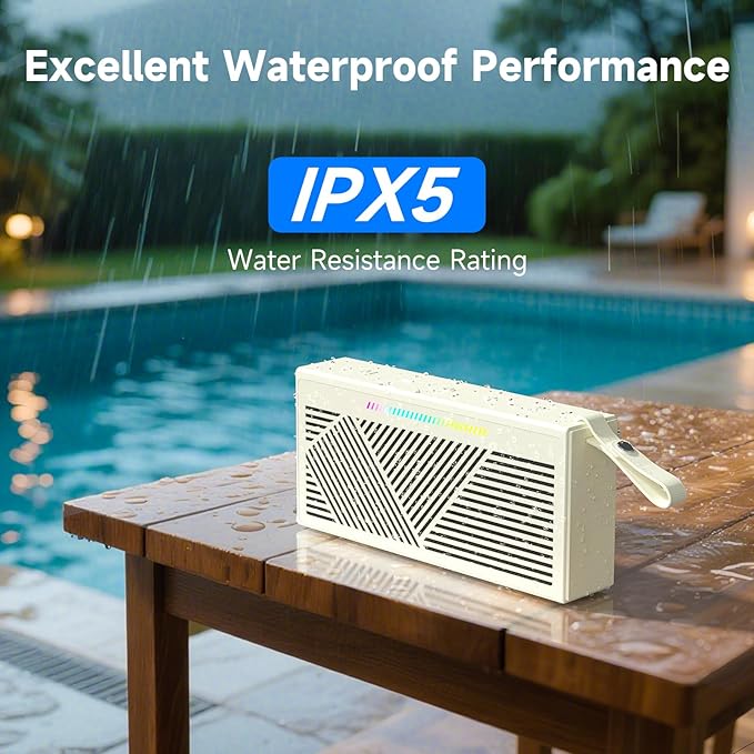 HOTTABLET Bluetooth Speaker Wireless Portable IPX5 Waterproof for Home Party Outdoor Beach, Beige