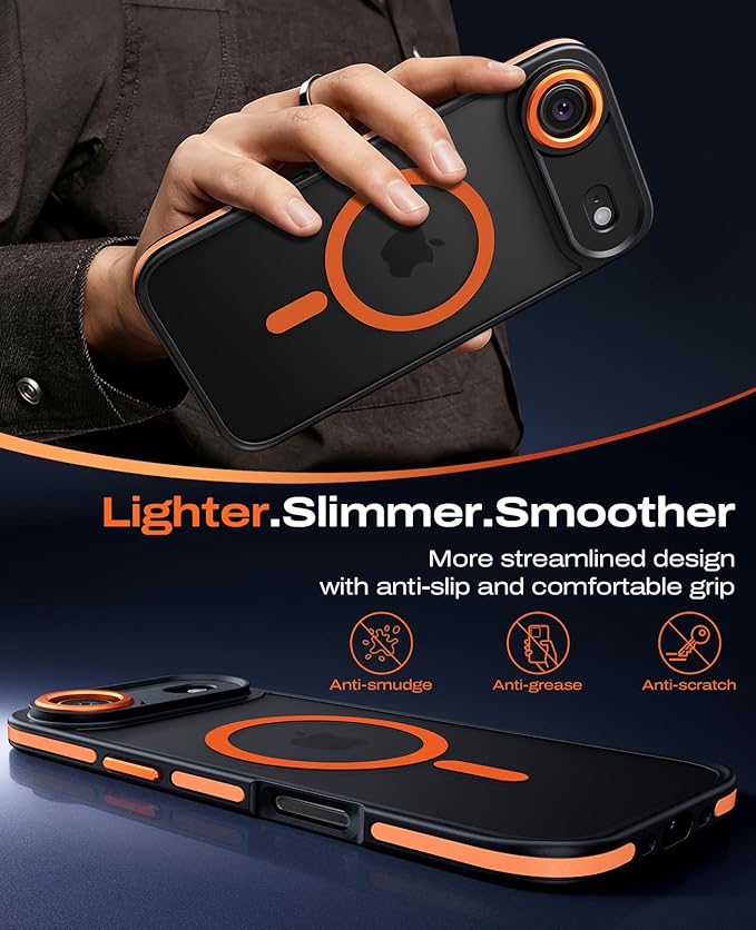 BENTOBEN Magnetic for iPhone Air Case 2025 [Compatible with Magsafe] [Military-Grade Protection] Women Men Colorful Anti-Slip Shockproof Bumper Phone Cases for iPhone 17 Air 6.5", Cosmic Orange/Black
