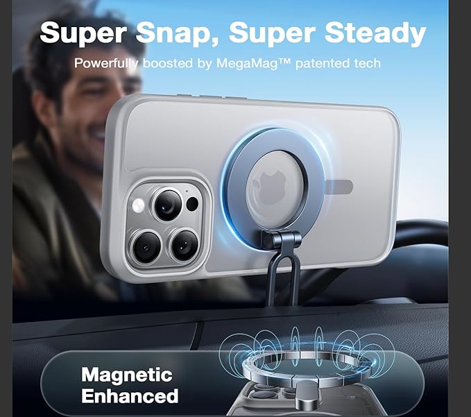 TORRAS Magnetic Shockproof for iPhone 16 Pro Max Case, [4X Military-Grade Protection] [Compatible with MagSafe] Translucent Case for iPhone 16 Pro Max Anti-Scratch Guardian 6.9"
