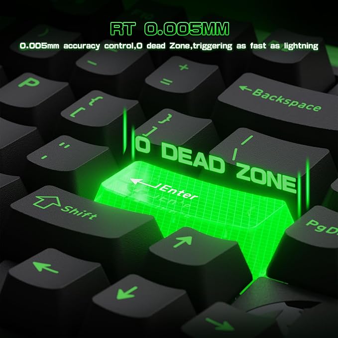 ATTACK SHARK R85 HE Wired 75% Rapid Trigger Mechanical RGB Gaming Keyboard with Custom Lightbox,8KHz Polling Rate,0.005mm RT Accuracy,0.08MS Latency,Hall Effect,Magnetic Switch,Driver for PC-Green