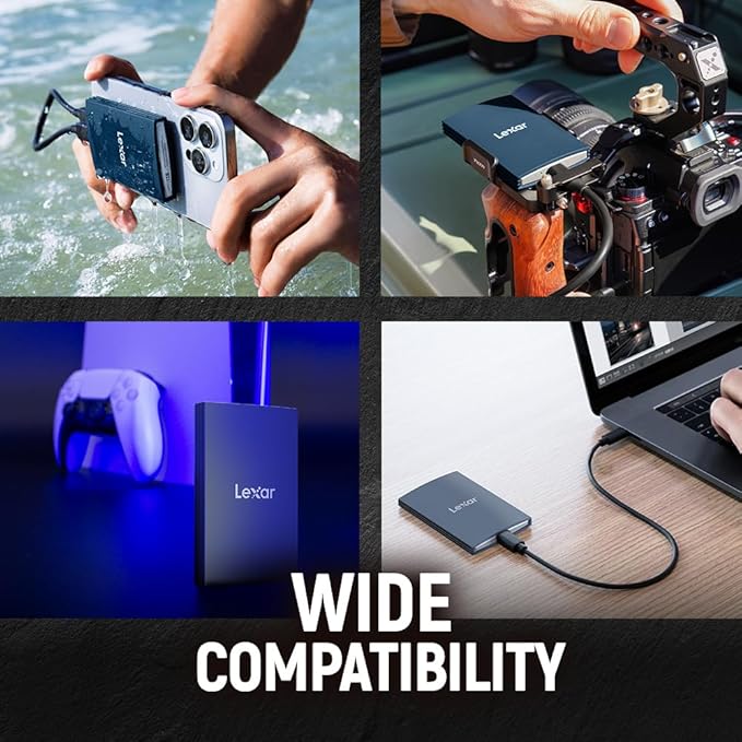Lexar 8TB Armor 700 Portable SSD, Up to 2000MB/s, USB 3.2 Gen 2x2, Rugged, IP66 Water & Dust Resistance, Compatible w/iPhone 15, Cameras, Gaming Consoles, External SSD, Dark Blue (LAR700X008T-RNLNU)