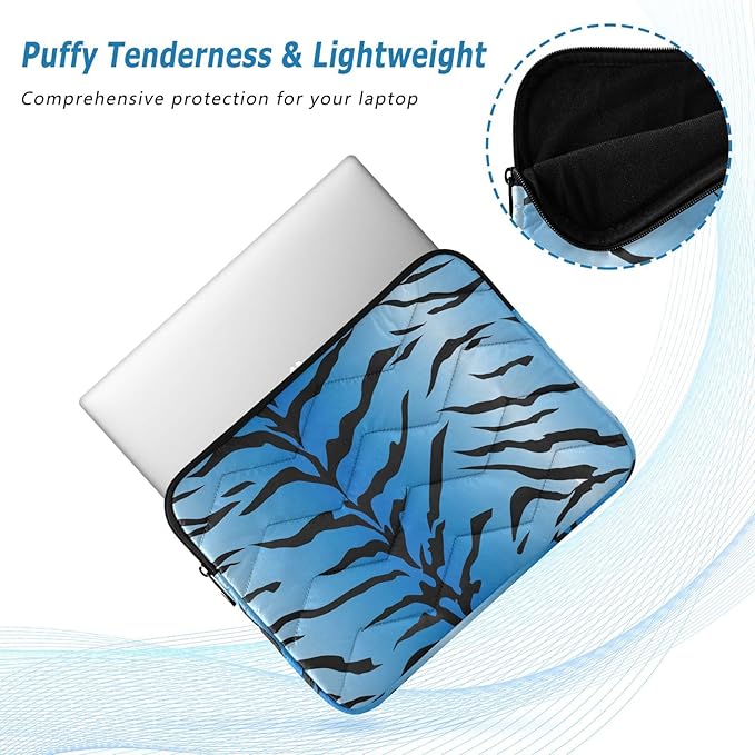 Laptop Case Sleeve, Blue Tiger Stripes Black Pattern Shockproof Protective Computer Carrying Cover, Briefcase Handbags 13-13.3inch Laptop Sleeve Bag