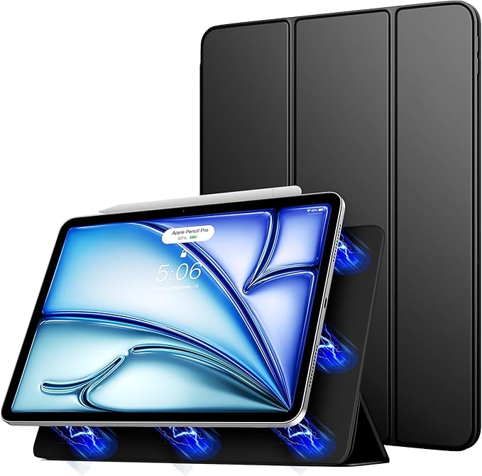 TiMOVO Magnetic Case for iPad Air 11 Inch (M4/M3/M2-2026/2025/2024), iPad Air 5th/4th Generation Case (2022/2020) 10.9 Inch, Smart Folio Magnetic Trifold Stand Cover, Auto Wake/Sleep, Black