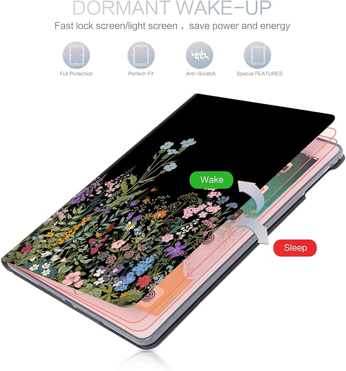 for iPad Air 2/1 Case 2014/2013, for iPad 5Th/6Th Generation Case 2017/2018 9.7-inch, Auto Wake/Sleep, Adjustable Stand, Flowers