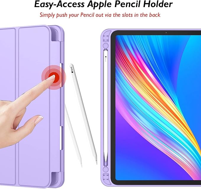 iMieet Case for iPad Pro 11 Inch (M5) 2025 /(M4) 2024 5th Gen, Trifold Stand Smart Cover with Pencil Holder and Soft TPU Back, Auto Wake/Sleep (Clove Purple)