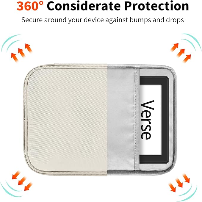 HoYiXi Universal Sleeve Bag for 6",6.8",7" Kindle Paperwhite/Colorsoft 2024-2012 Compatible with 6"-6.8" All-New Kindle/Kobo/Tolino/Sony,6" EReader with Anti-Drop Protective Cover,White