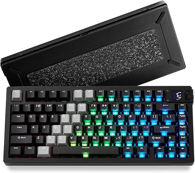 Akko MOD007 V5 HE Wired Rapid Trigger Gaming Keyboard Quick Release Aluminum Black and Transparent Keyboard with Personalized Screen Aluminum Plate Purple, AstroAim Switch