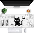 Gaming Mouse Pad for Computer,Large Mouse Pads for Desk Keyboard, Black Anime Cat Desk Mat Laptop,Cute XXL Waterproof Keyboard Pad,Extended Big Non-Slip Rubber Mousepad (Black Cat)