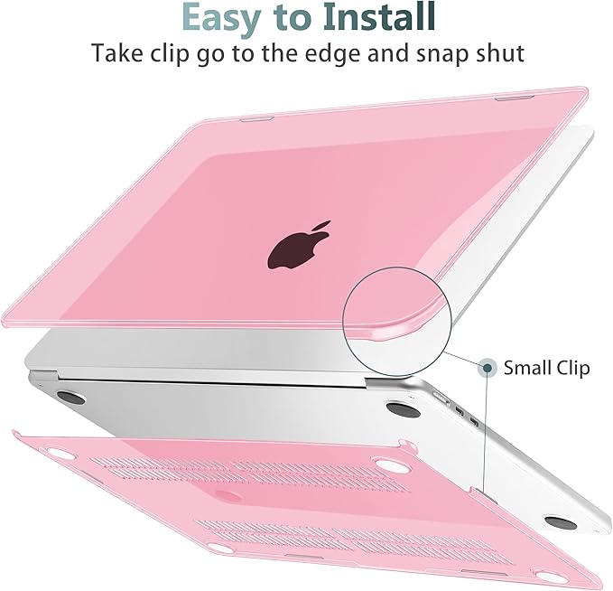 May Chen Case for MacBook Air 13/13.6-inch (M5/M4/M3/M2, 2022-2026 Models A3449 A3240 A3113 A2681), Lightweight | Closes Seamlessly | Ideal for Work Hard Shell Case, Crystal Pink