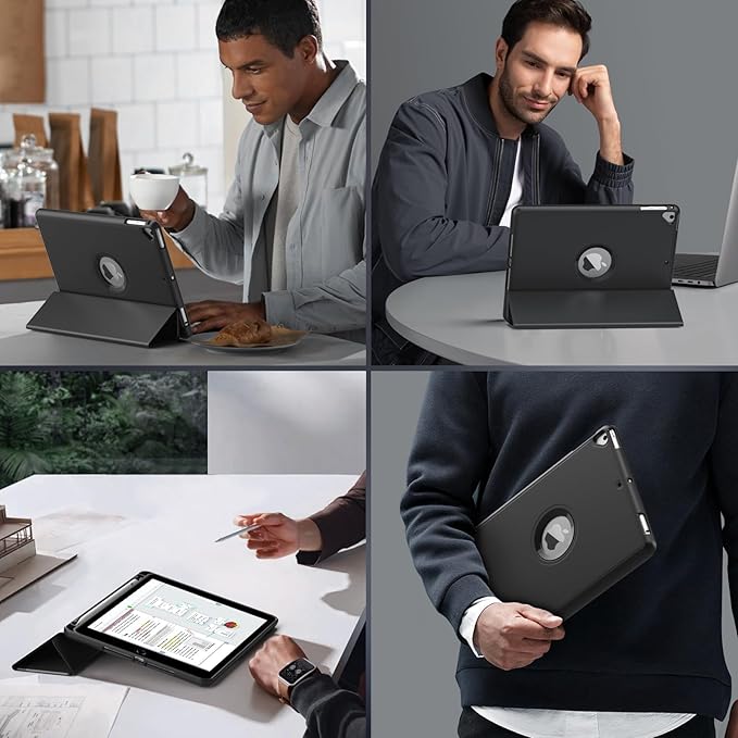 MoKo Case for iPad 6th / 5th Generation (2018 / 2017Model, 9.7 Inch) with Apple Pen Holder, Slim Hollow Logo Smart Cover for iPad 9.7 inch, Also Fit iPad Pro 9.7/Air 2/Air, Auto Wake/Sleep, Black